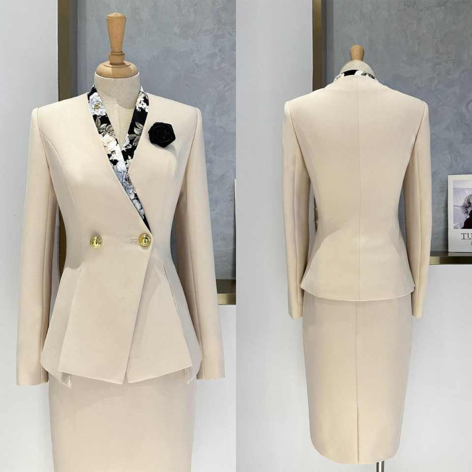 Women Formal Wear For Conference - Şık Peplum Kadın Takım Elbise Seti