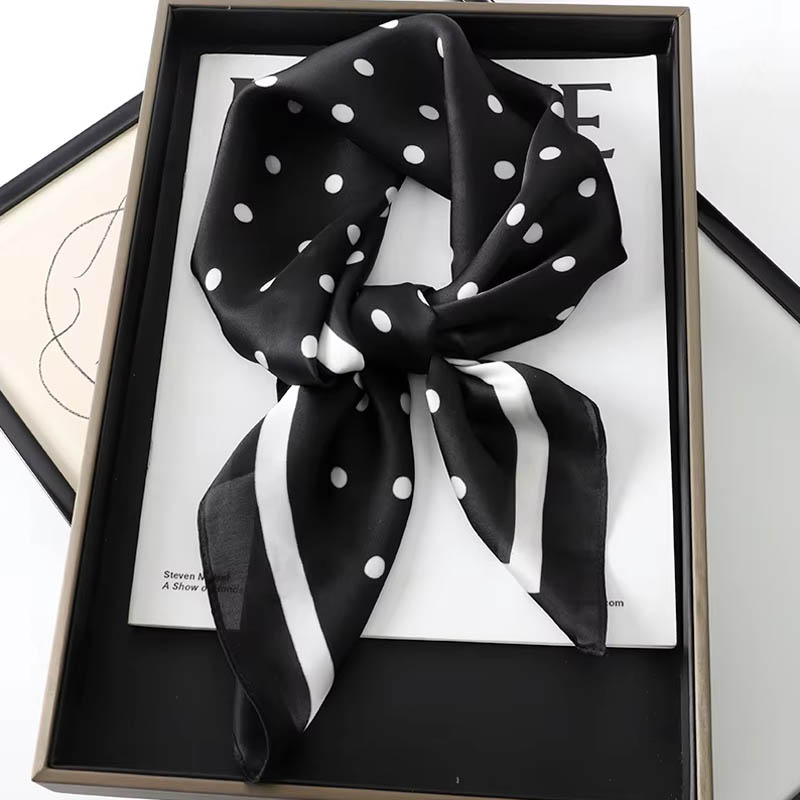 Scarf Silk Neck - Lüks Bayan Saç Noktası Desenli Eşarp