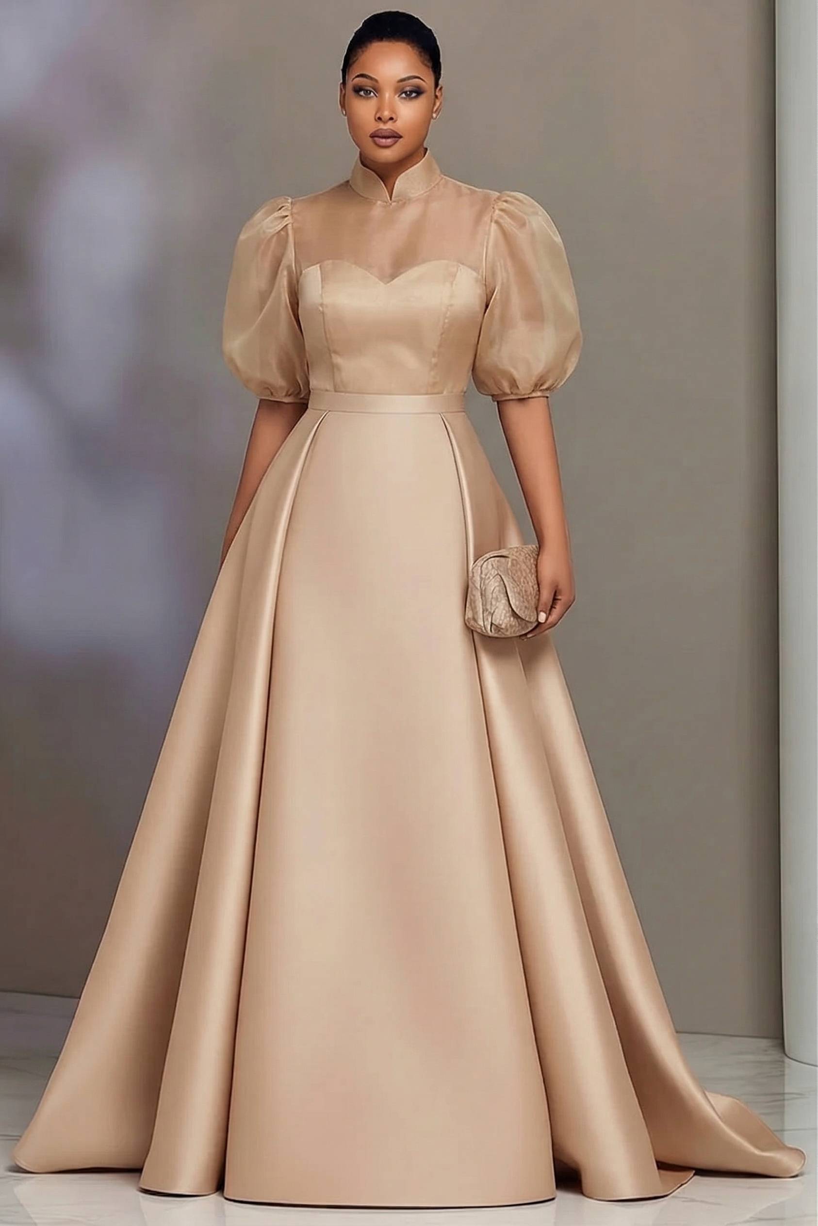 Women Formal Wear Dress - Büyük Beden Zarif Saten Abiye Elbiseler