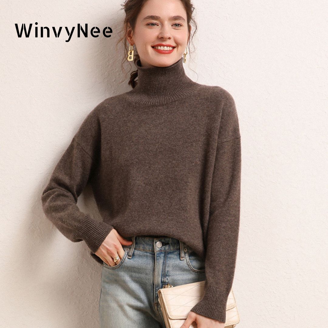 WinvyNee Kadın Kaşmir Yün Kahv - Cashmere Sweater Formal incelemesi ve fiyatı