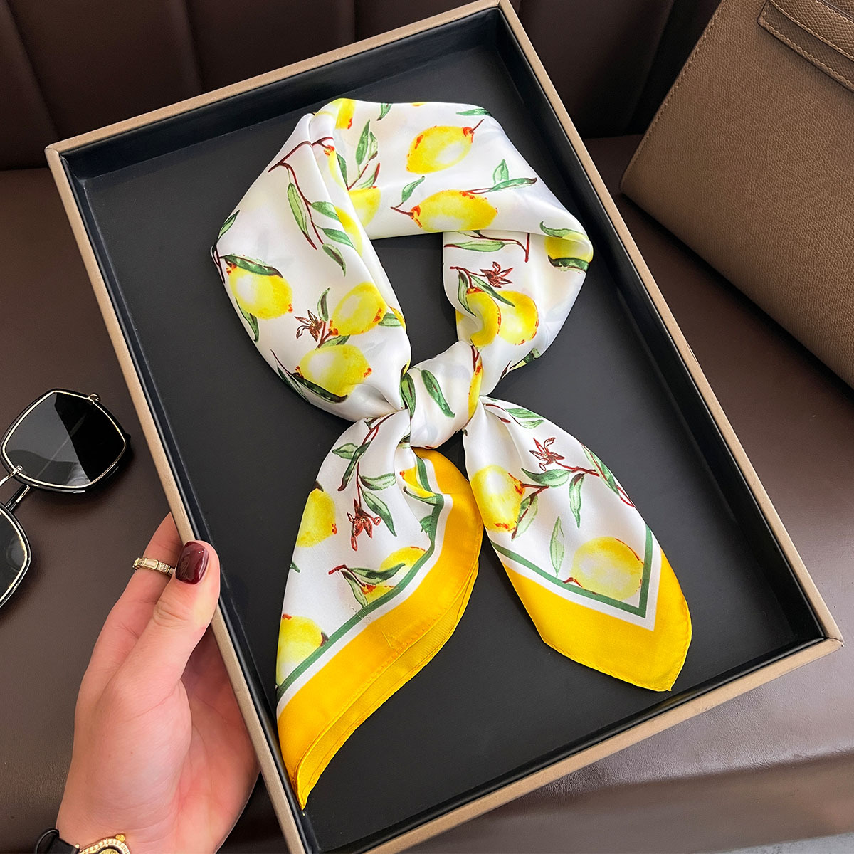 2025 yeni sarı limon baskı kar - Scarf Silk Neck incelemesi ve fiyatı
